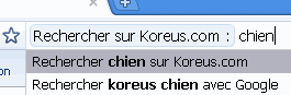 Recherche sur Koreus.com avec Chrome